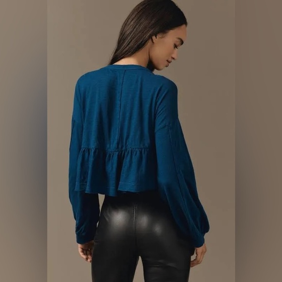 NWT! Anthropologie Pilcro Blue Textured Babydoll Top - Size XL 💎 - Picture 2 of 7